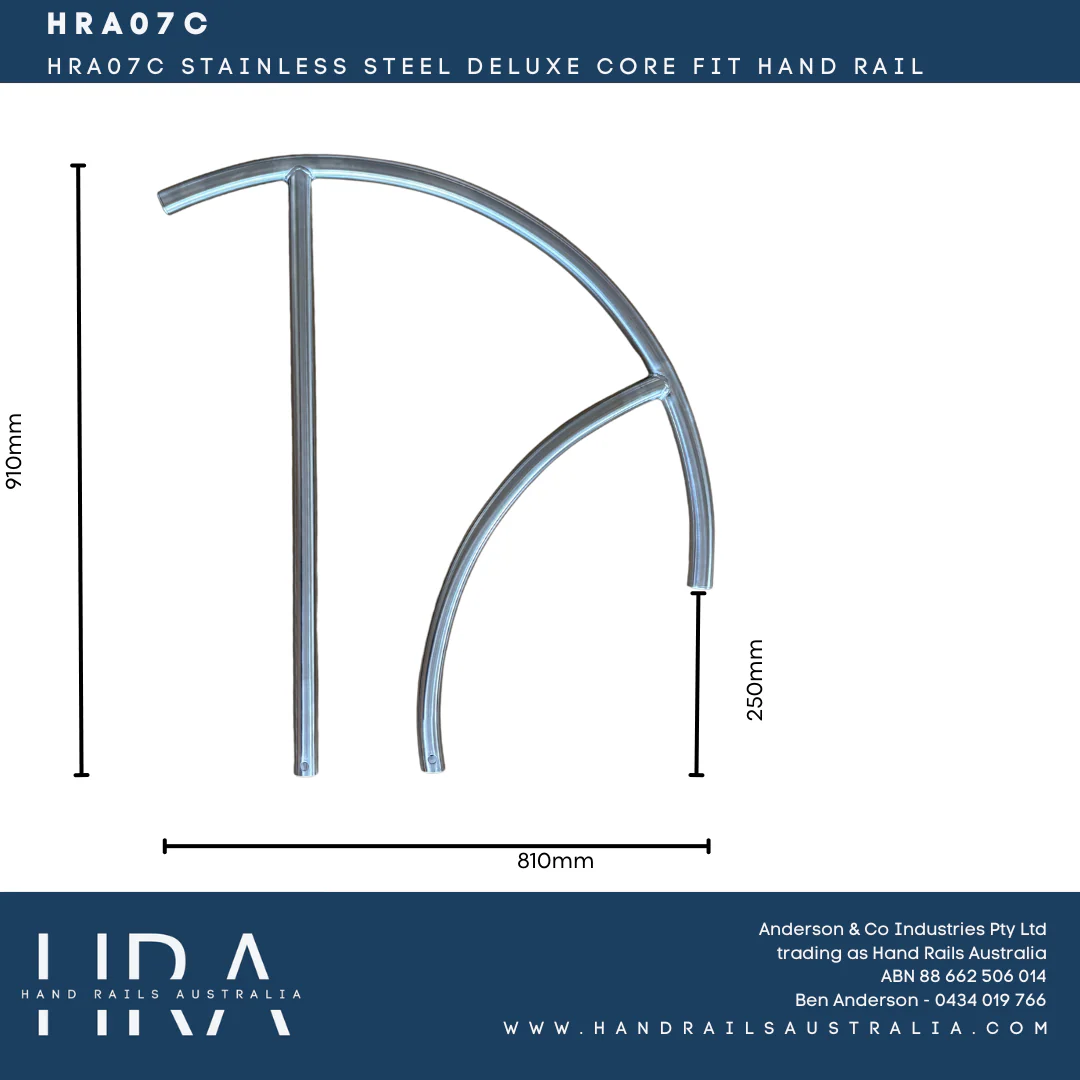 HRA07C Stainless Steel Deluxe Core Fit Hand Rail - Image 3